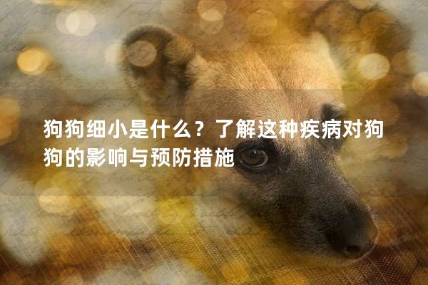 狗狗细小是什么？了解这种疾病对狗狗的影响与预防措施