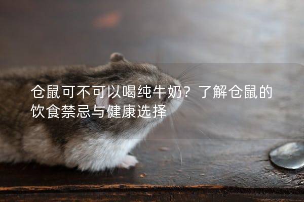 仓鼠可不可以喝纯牛奶？了解仓鼠的饮食禁忌与健康选择